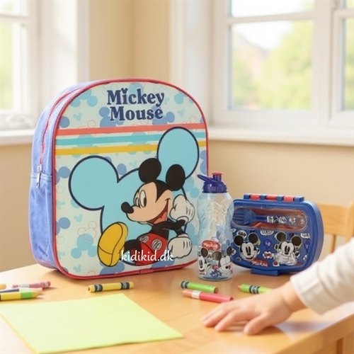 Disney Mickey Mouse børnehavestart sæt - rygsæk, madkasse og drikkedunk