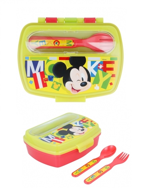 Disney Mickey madkasse med ske og gaffel