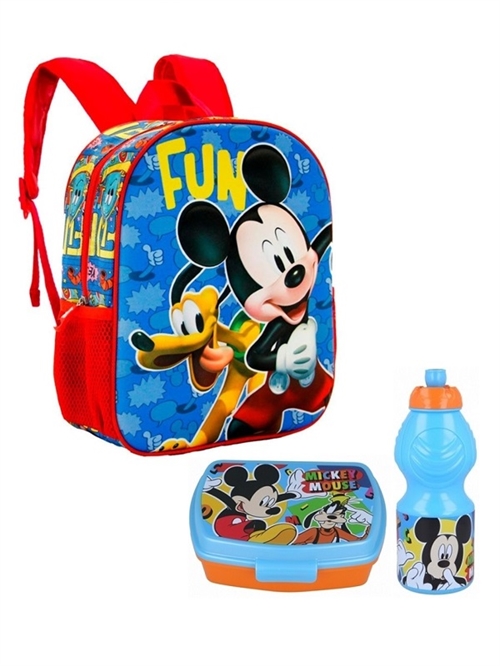 Disney Mickey Mouse børnehavestart sæt - rygsæk, madkasse og drikkedunk