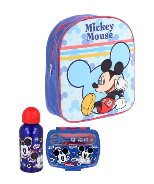 Disney Mickey Mouse børnehavestart sæt - rygsæk, madkasse og drikkedunk