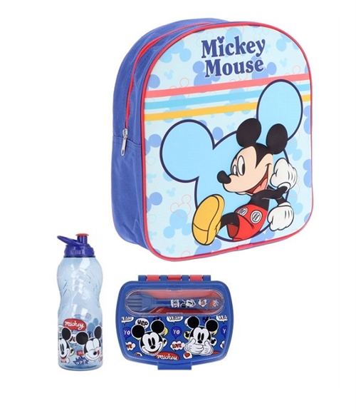 Disney Mickey Mouse børnehavestart sæt - rygsæk, madkasse og drikkedunk
