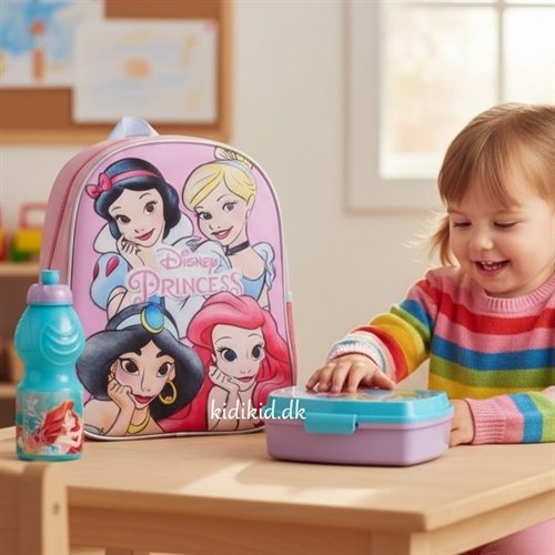 Disney Prinsesser børnehavestart sæt - rygsæk 3D , madkasse og drikkedunk 