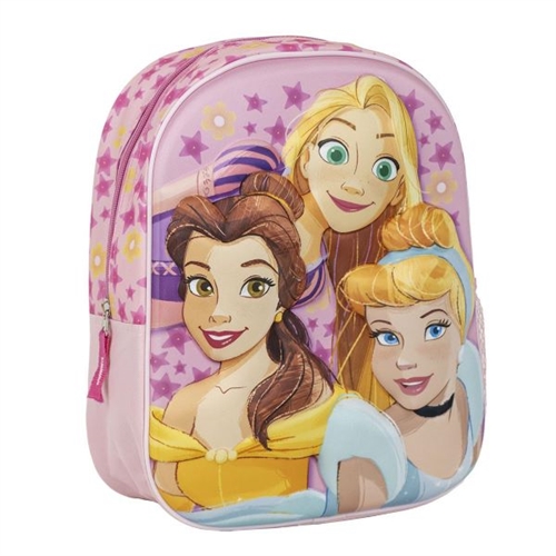 Disney Prinsesser rygsæk 3D - 32 cm, Rapunzel, Bella og Askepot