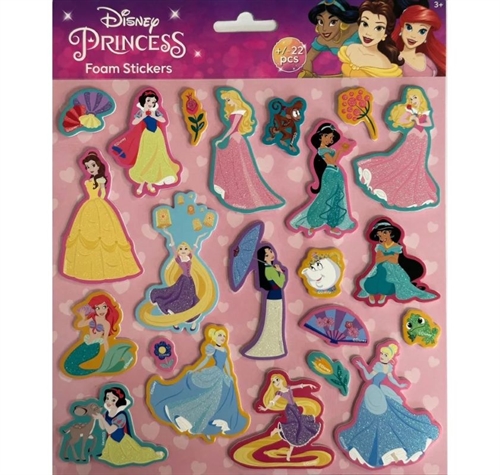 Disney Prinsesser klistermærker med glimmer 22 stk.