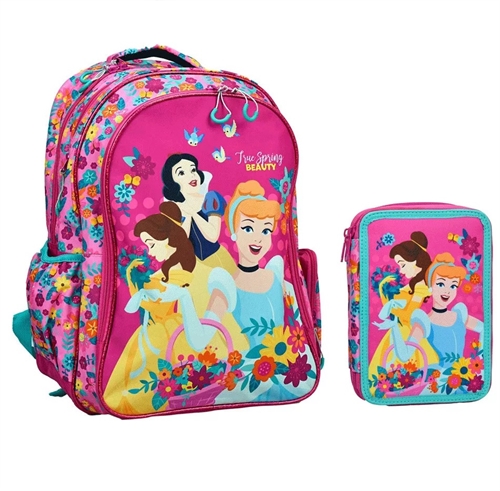 Disney Prinsesser skoletaske med dobbelt penalhus
