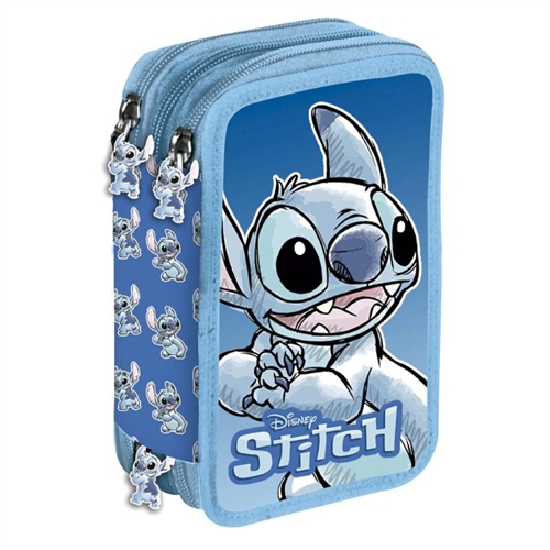 Disney Stitch penalhus 3 lag med tilbehør , blå