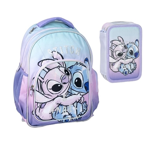 Disney Stitch skoletaske og penalhus , Stitch og Angel
