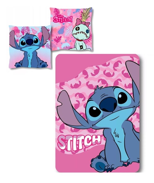 Disney Stitch decorpude og fleecetæppe , lyserød