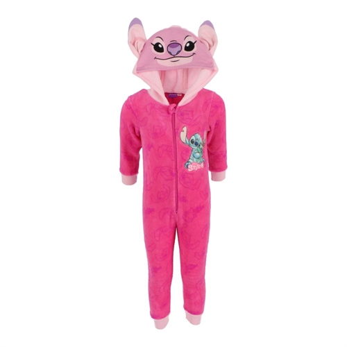 Disney Stitch fleece heldragt med hue lyserød