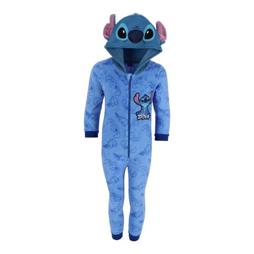 Disney Stitch fleece heldragt med hue blå