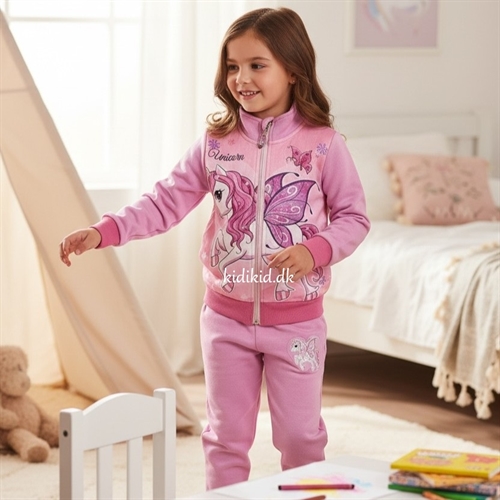 Enhjørning joggingsæt , lyserød