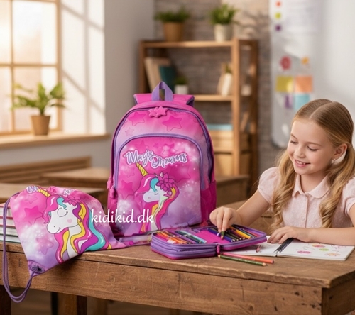 Enhjørning - unicorn skolestart sæt 3 dele , Magic Dreams