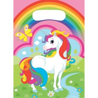 Enjørning - unicorn slikposer pink , 8 stk.
