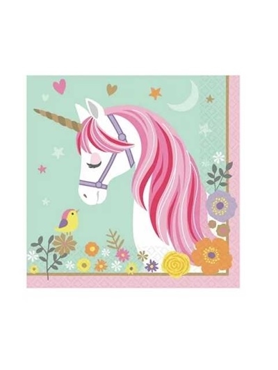 Enhjørning - unicorn servietter 33*33 cm, 16 stk.