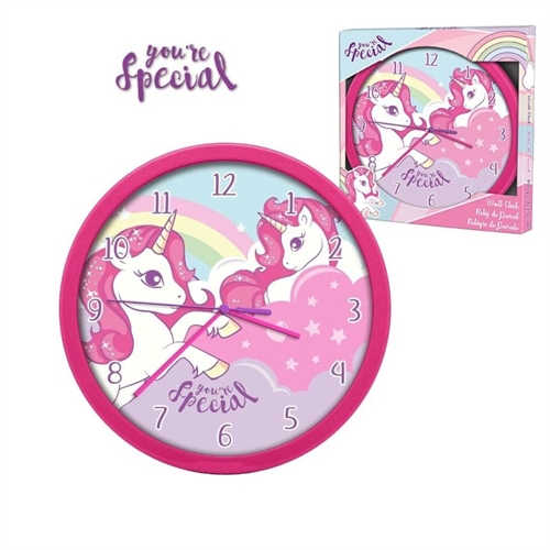 Enhjørning - Unicorns vægur 24 cm