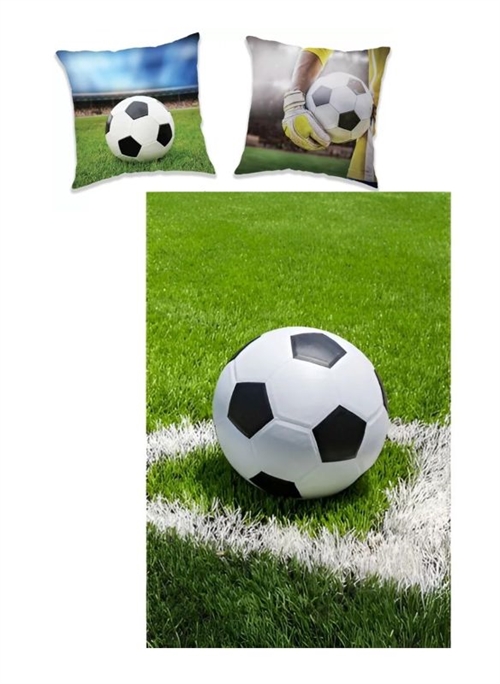Fodbold decor pude og fleece tæppe
