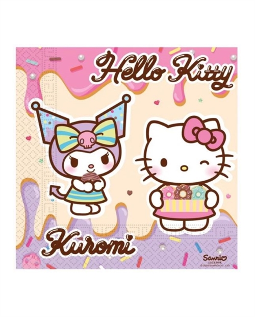 Hello Kitty Kuromi servietter 33*33 cm , 20 stk.