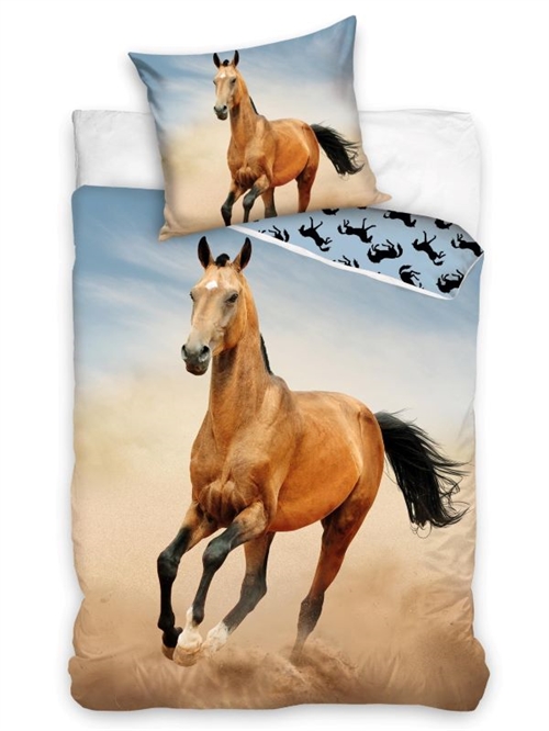 Heste sengetøj 140*200 cm , brun hest