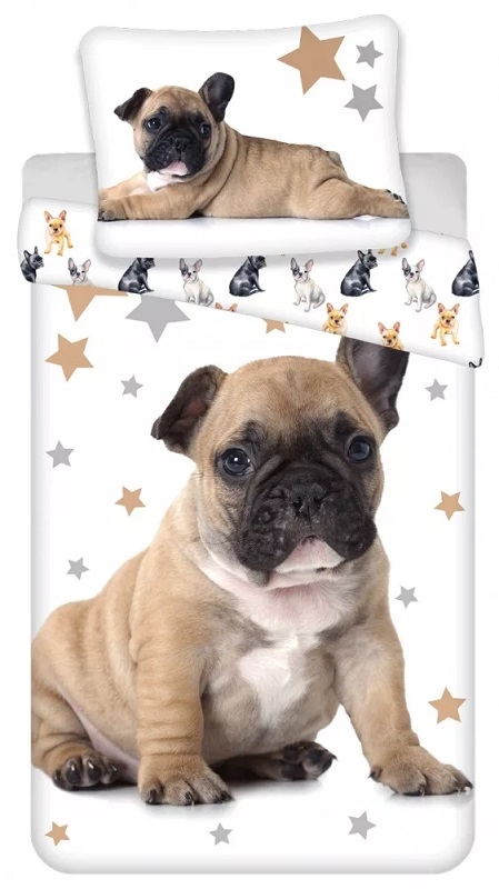 Hunde sengetøj Bulldog , 140* 200 cm / 70*90 cm