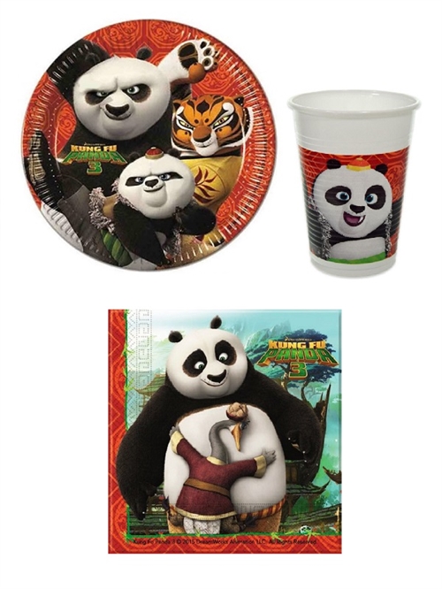 Kung Fu Panda paptallerkner, servietter , krus  til 8 personer