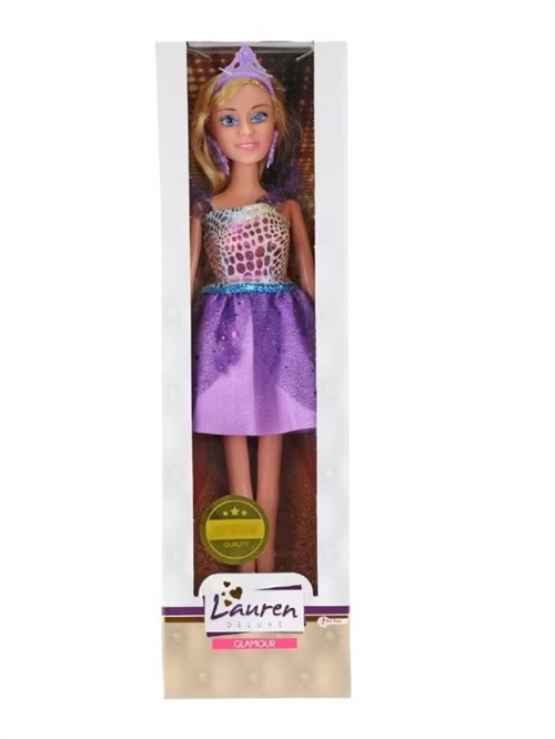 Lauren teen dukke med tiara og lilla festkjole , 29 cm