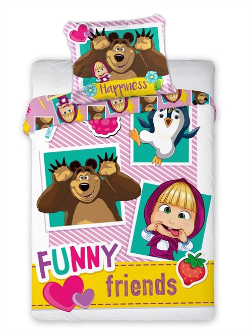 Masha og bjørnen junior sengetøj , Funny Friends 100*135 cm /40* 60 cm