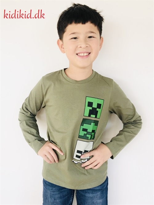 Minecraft bluse grøn , ansigter