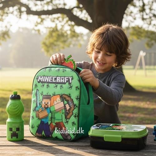 Minecraft børnehavestart sæt, rygsæk 3D -madkasse -drikkedunk 