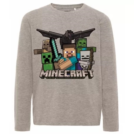Minecraft bluse grå