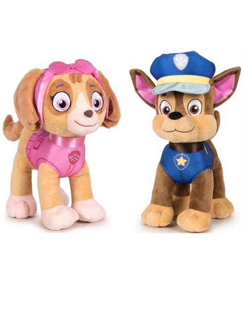 Paw Patrol bamse Chase og Skye, 28 cm