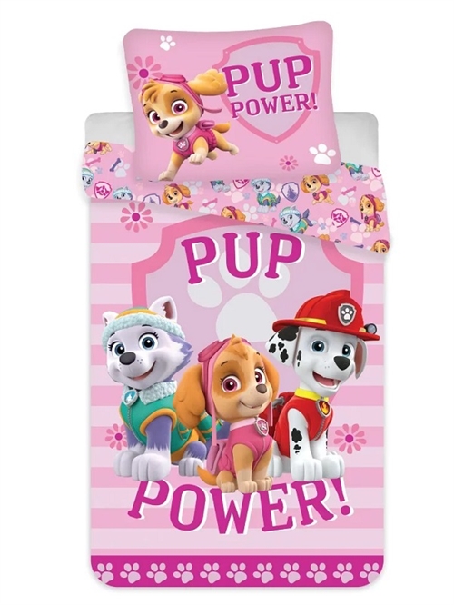 Paw Patrol junior sengetøj lyserød , Pups Power ! , 100*140 cm/40*45cm