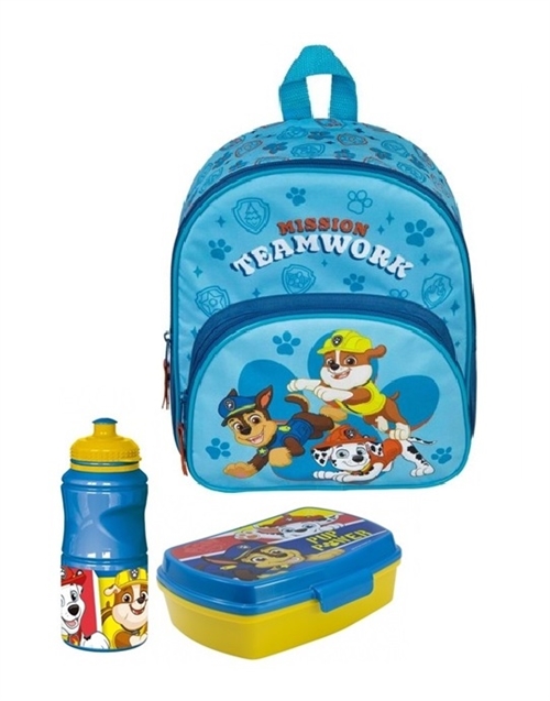Paw Patrol børnehavestart sæt - rygsæk 2 rum, madkasse, drikkedunk