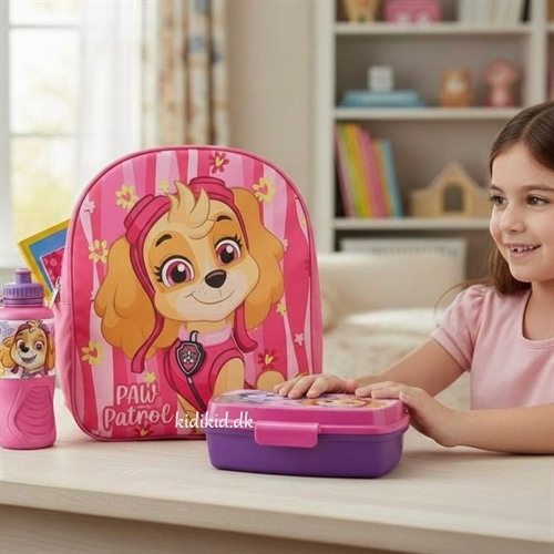 Paw Patrol Skye børnehavestart sæt , rygsæk 3D -madkasse-drikkedunk