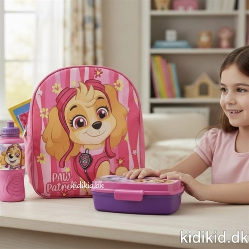 Paw Patrol Skye børnehavestart sæt , rygsæk 3D -madkasse-drikkedunk