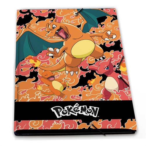 Pokemon Charmander Evolution dokumentmappe A4 med elastiklukning