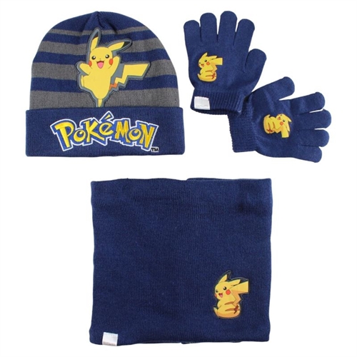 Pokemon Vintersæt 3 Dele - Hue, Vanter, Halsedisse 