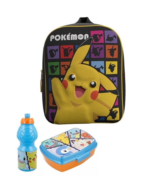 Pokemon børnehavestart sæt, rygsæk Pikachu 3D, madkasse og drikkedunk
