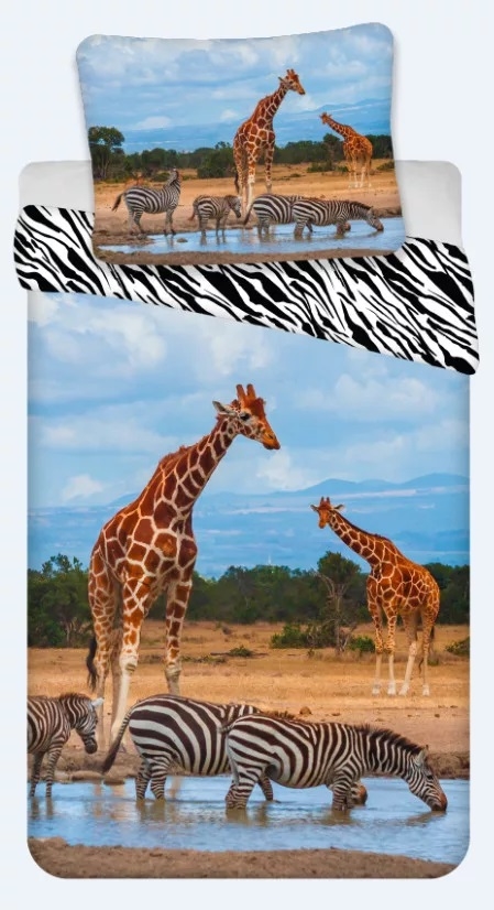 Safari sengetøj , Giraf & Zebra 140*200 cm