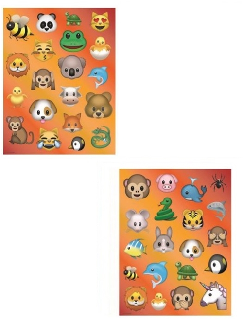 Emoji klistermærker med glimmer , 2 ark