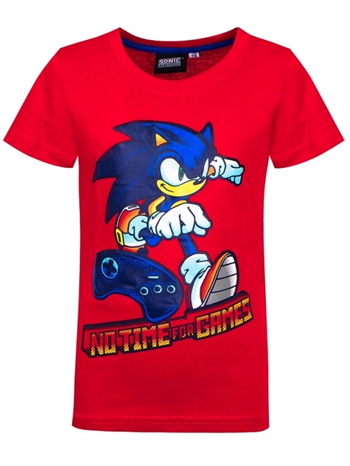 Sonic T-shirt rød , No time for games , str.92
