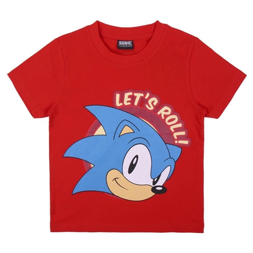 Sonic T-shirt Let's Roll ! , rød