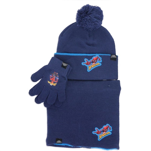 Spiderman vinterhue , vanter og halsedisse , navy