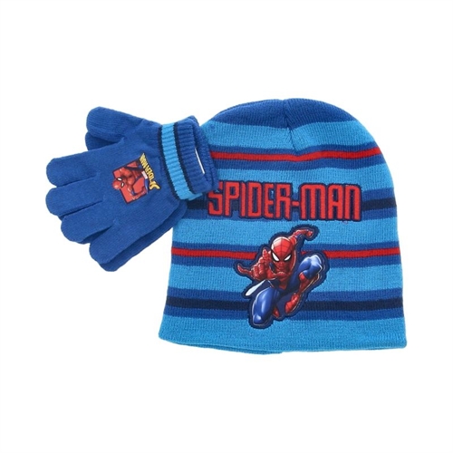 Spiderman hue og vanter , blå