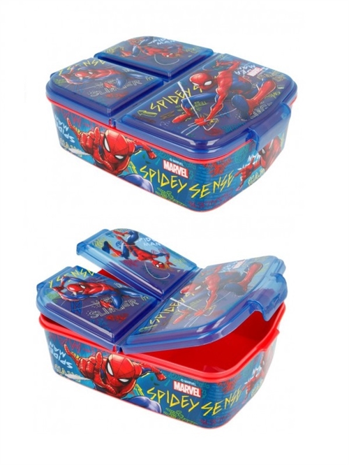 Spiderman madkasse 3 rum , blå