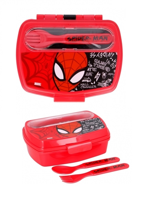 Spiderman madkasse med ske og gaffel