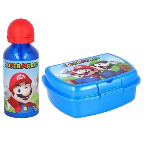 Super Mario madkasse og drikkedunk aluminium