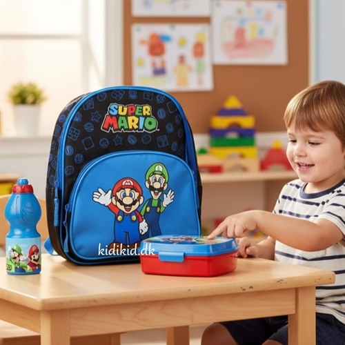 Super Mario børnehavestart sæt, rygsæk -madkasse -drikkedunk 