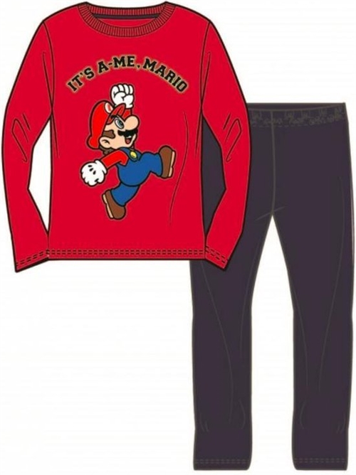 Super Mario nattøj rød/navy , str.152/10-12 år
